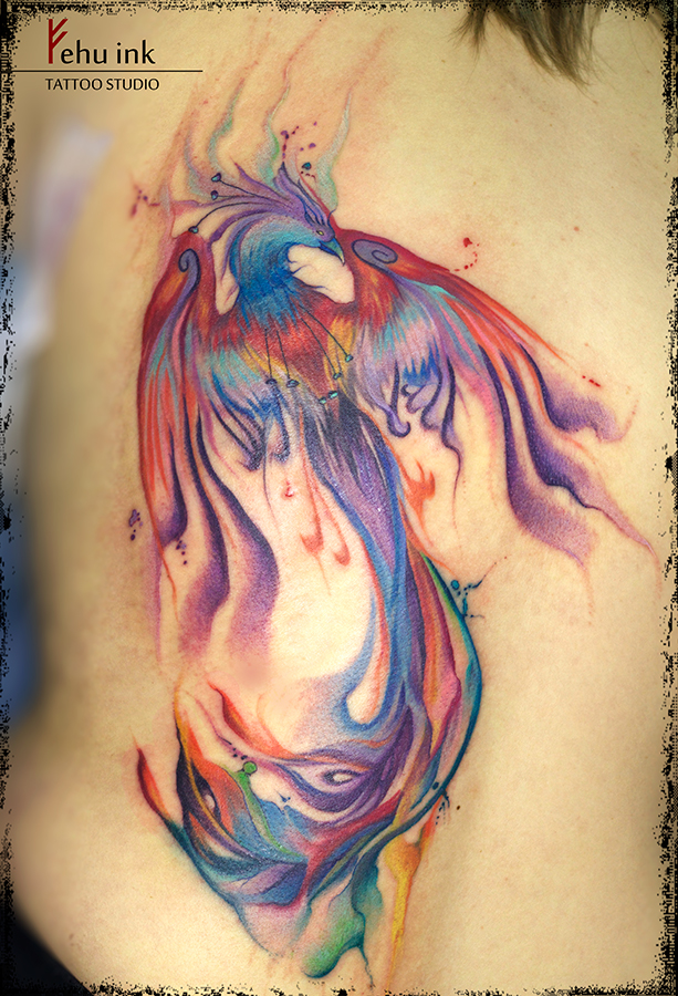 613x900 Watercolor Phoenix Tattoo By Ellegottzi