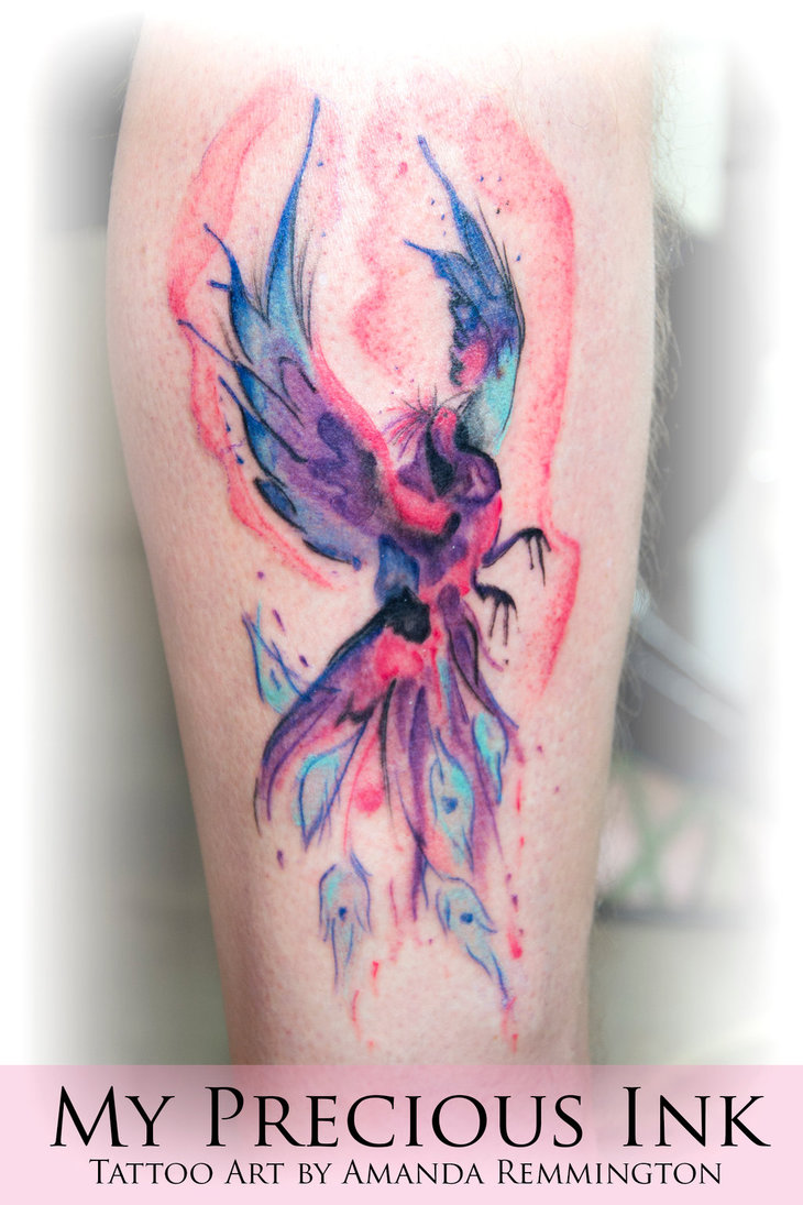 730x1095 Watercolor Phoenix Tattoo By Mentjuh