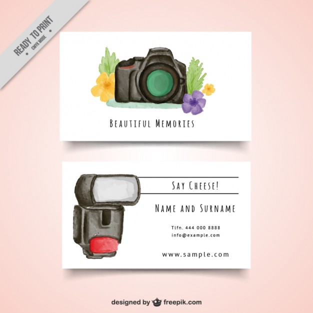 626x626 Watercolor Photography Card With Camera Vector Free Download