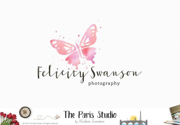 600x417 Watercolor Butterfly Logo Design