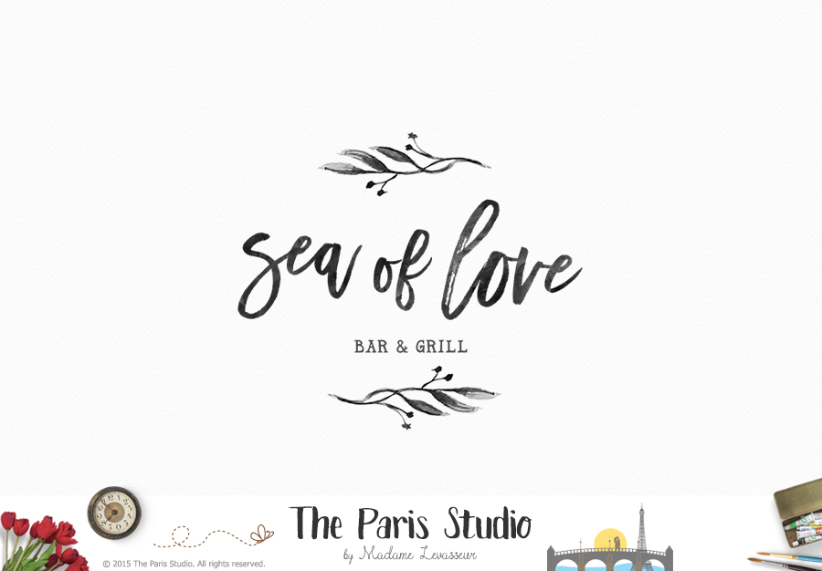 900x626 Watercolor Leaf Handwriting Logo Restaurant Logo, Photography