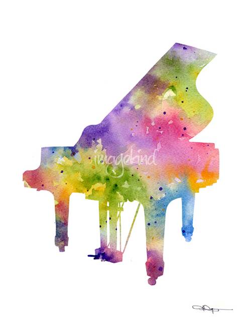 502x650 Stunning Piano Watercolor Painting Reproductions For Sale On