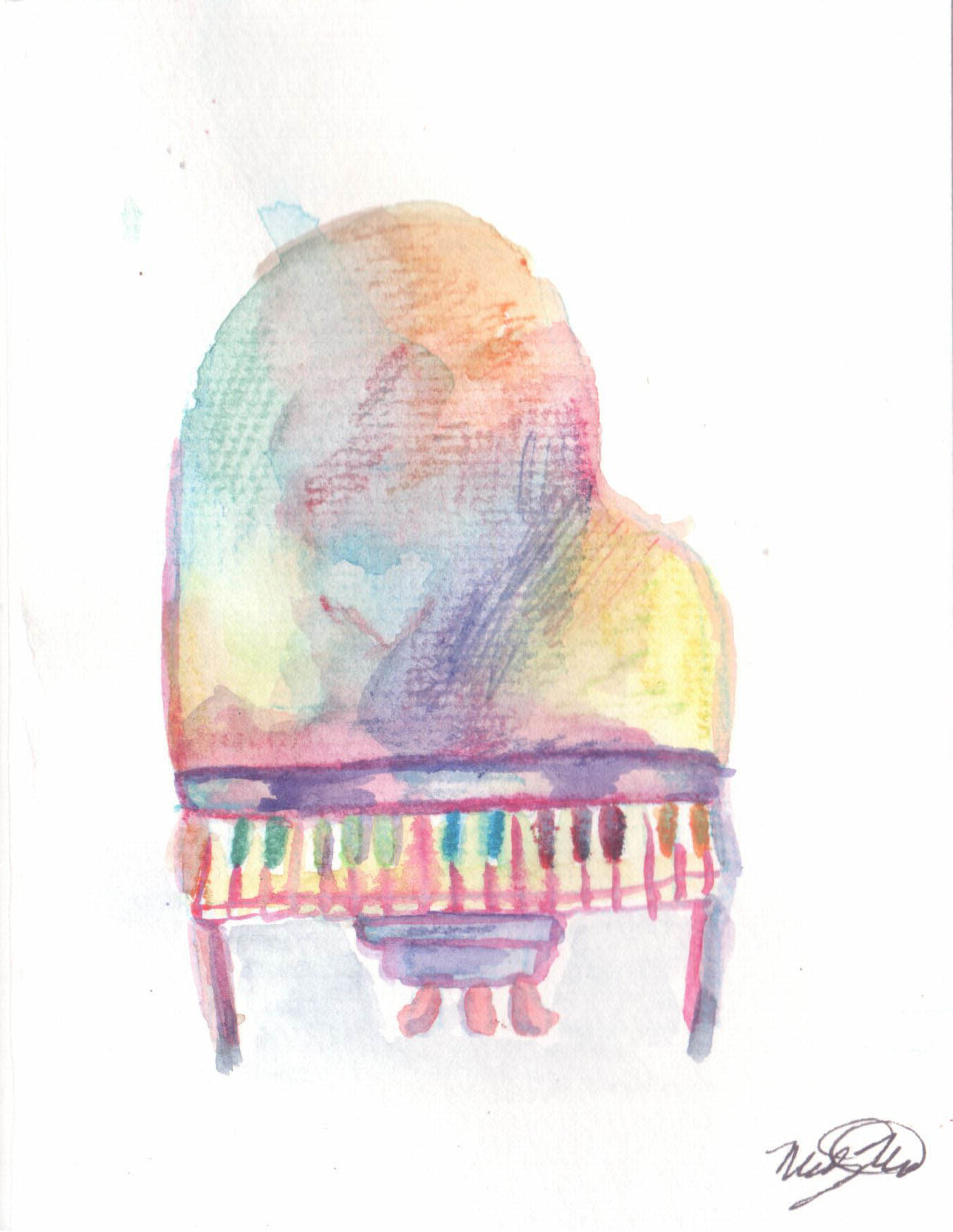 1350x1746 Watercolor Piano (2013) Illustrated By Mel