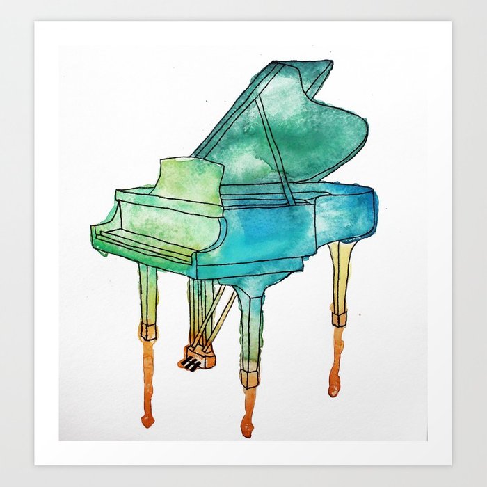 700x700 Watercolor Piano Art Print By Ninecrimes Society6