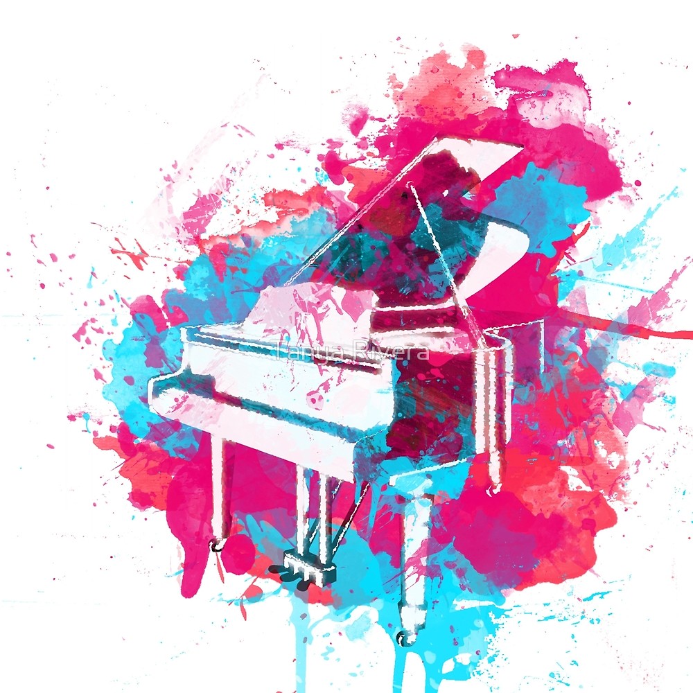1000x1000 Watercolor Piano By Nicomari Redbubble