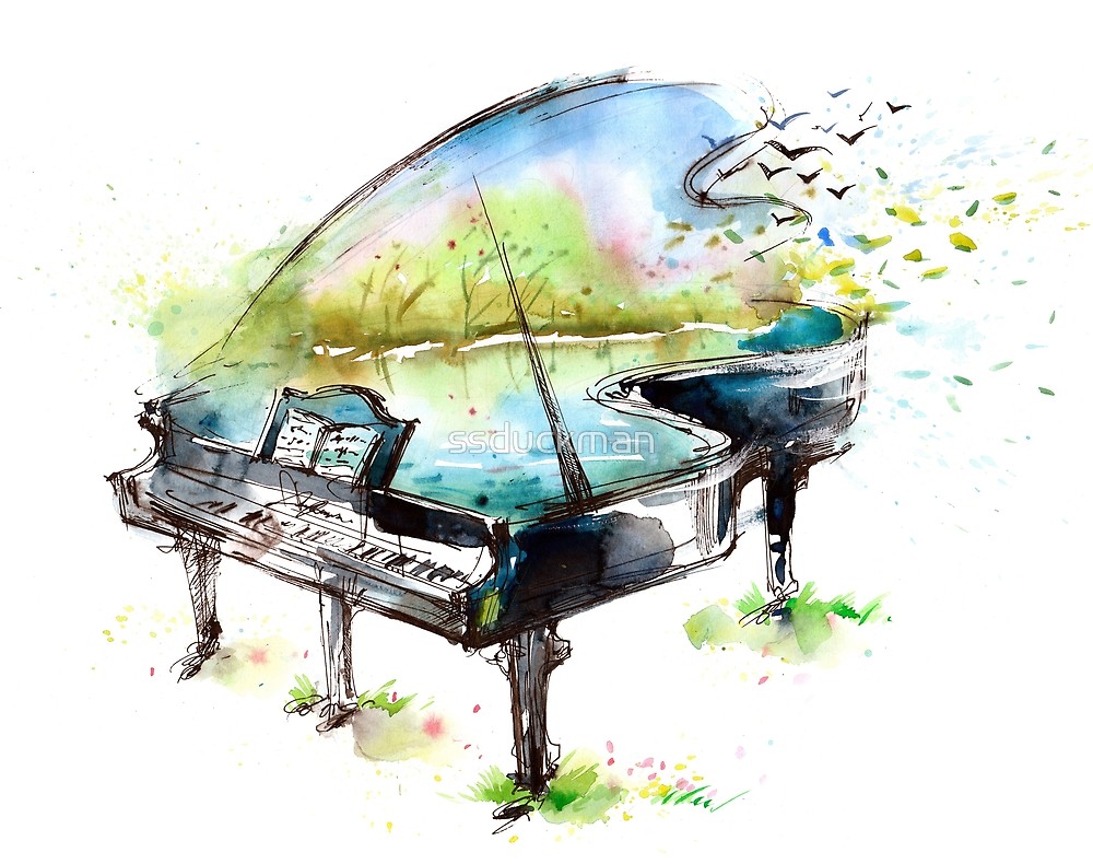 1000x790 Watercolor Piano By Ssduckman Redbubble