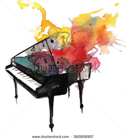 423x470 Watercolor Piano Music