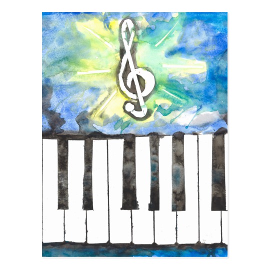 540x540 Piano Watercolor Postcard