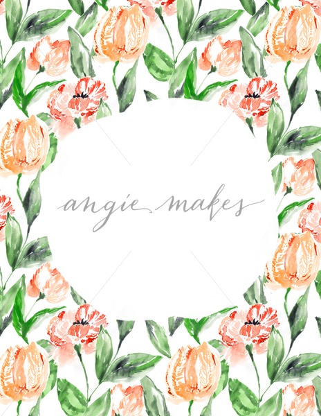 464x600 Watercolor Tulip Frame