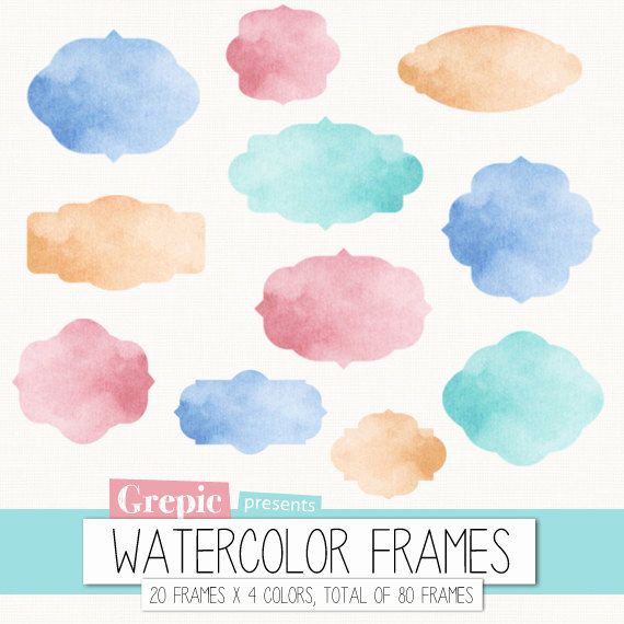 570x570 Watercolor Frame Clipart Digital Frames Watercolor By Grepic