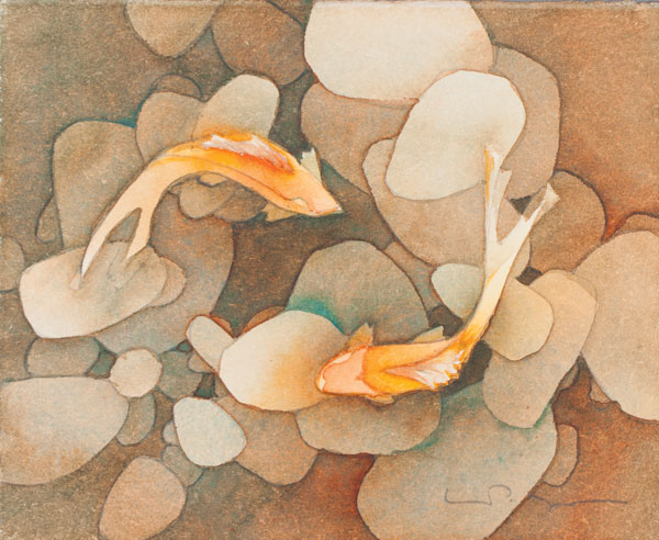 600x492 Watercolor Painting Lesson Of Koi Fish