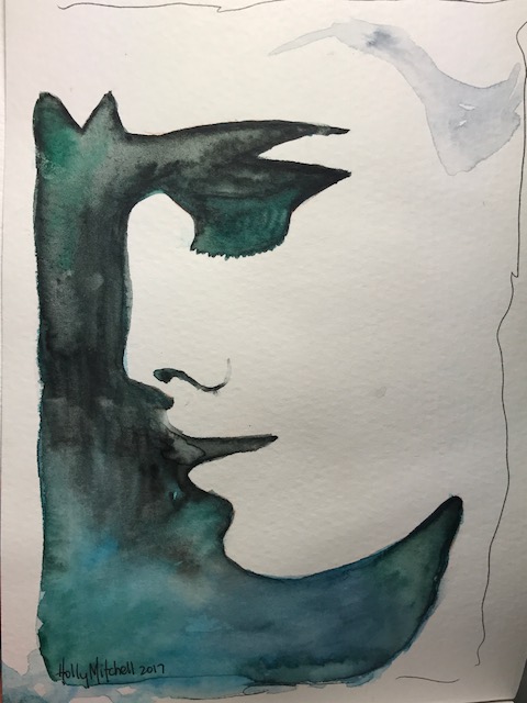 480x640 Day 114 (Mon April 24) Watercolor Face Silhouette