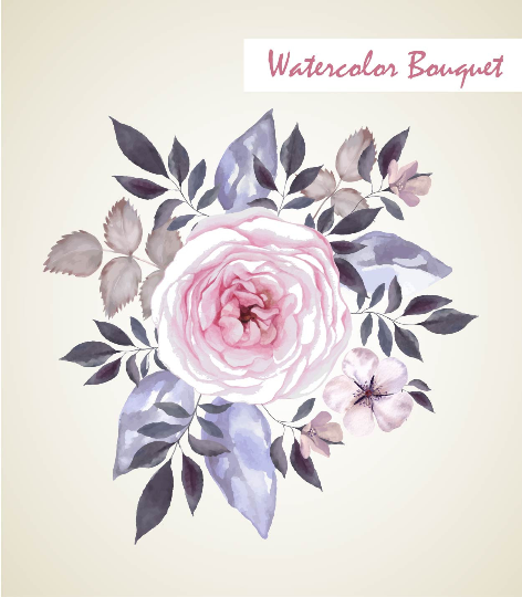 472x540 Vintage Watercolor Floral Bouquet, Watercolor Flowers, Watercolor