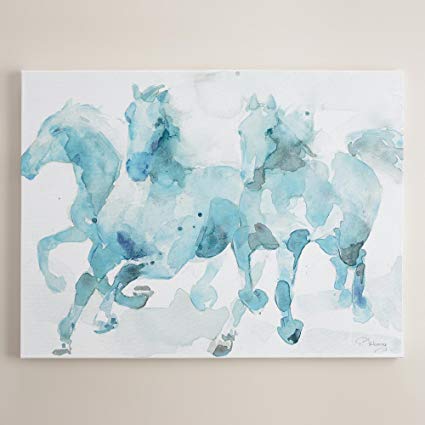 425x425 Watercolor Horses By Paul Valencay40w X 1.5d X 30h, 3 Lbs