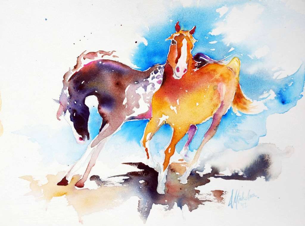 1024x758 Wild Watercolor Horses 367216
