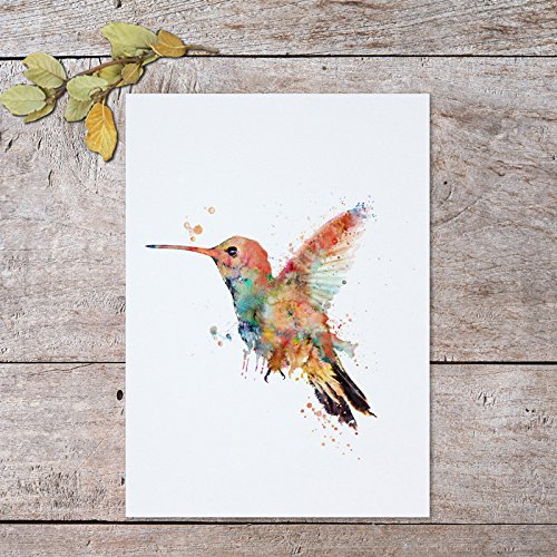 500x500 Watercolor Hummingbird Nursery Art Paper Decor