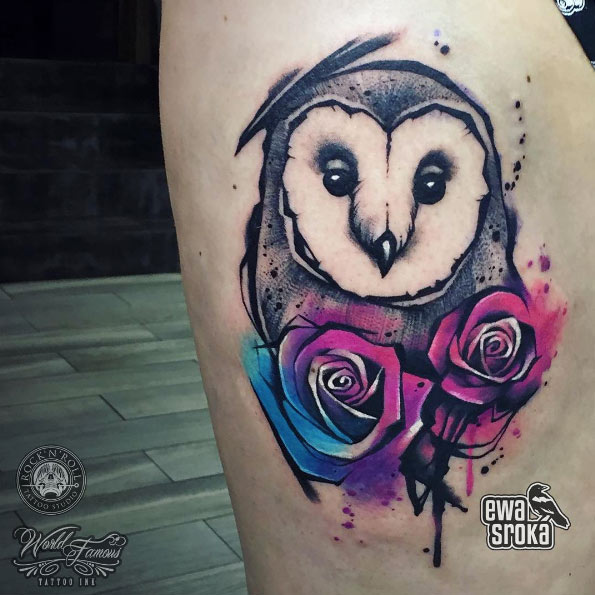 595x595 60 Owl Tattoo Design Ideas With Watercolor, Dotwork, And Linework