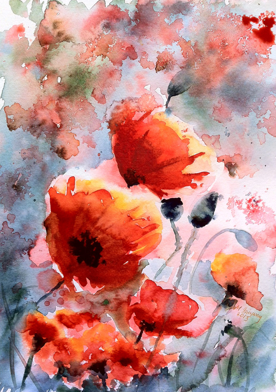 892x1264 To Crop Or Not To Crop And Watercolor Poppies