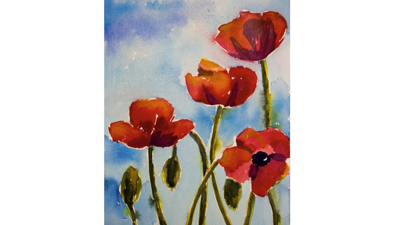 1280x720 Watercolor Poppies Tutorial
