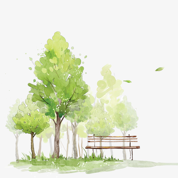 600x600 Watercolor Trees, Watercolor Clipart, Green, Hand Painted Png