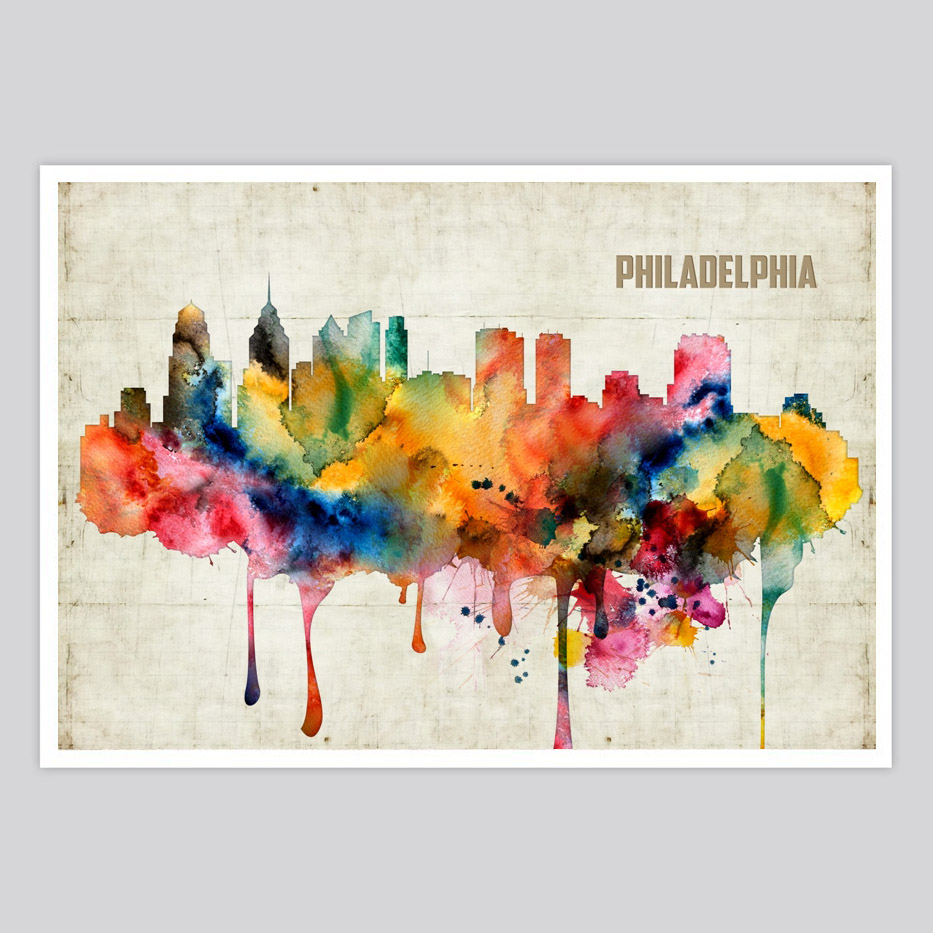 933x933 Philadelphia Watercolor Print