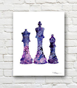 262x300 Chess Pieces Abstract Watercolor Painting Art Print By Artist Dj