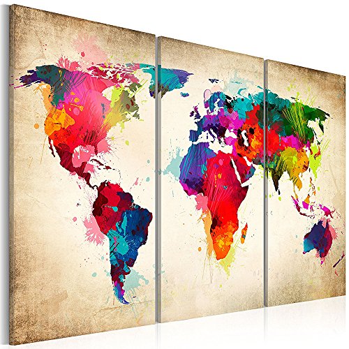 500x500 Goupsky Watercolor World Map Wall Art Poster Colorful Red And Blue