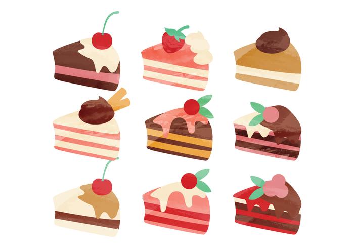 700x490 Vector Watercolor Pieces Of Cake