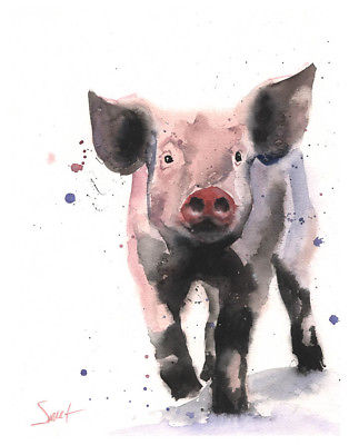 314x400 Watercolor Pig Painting