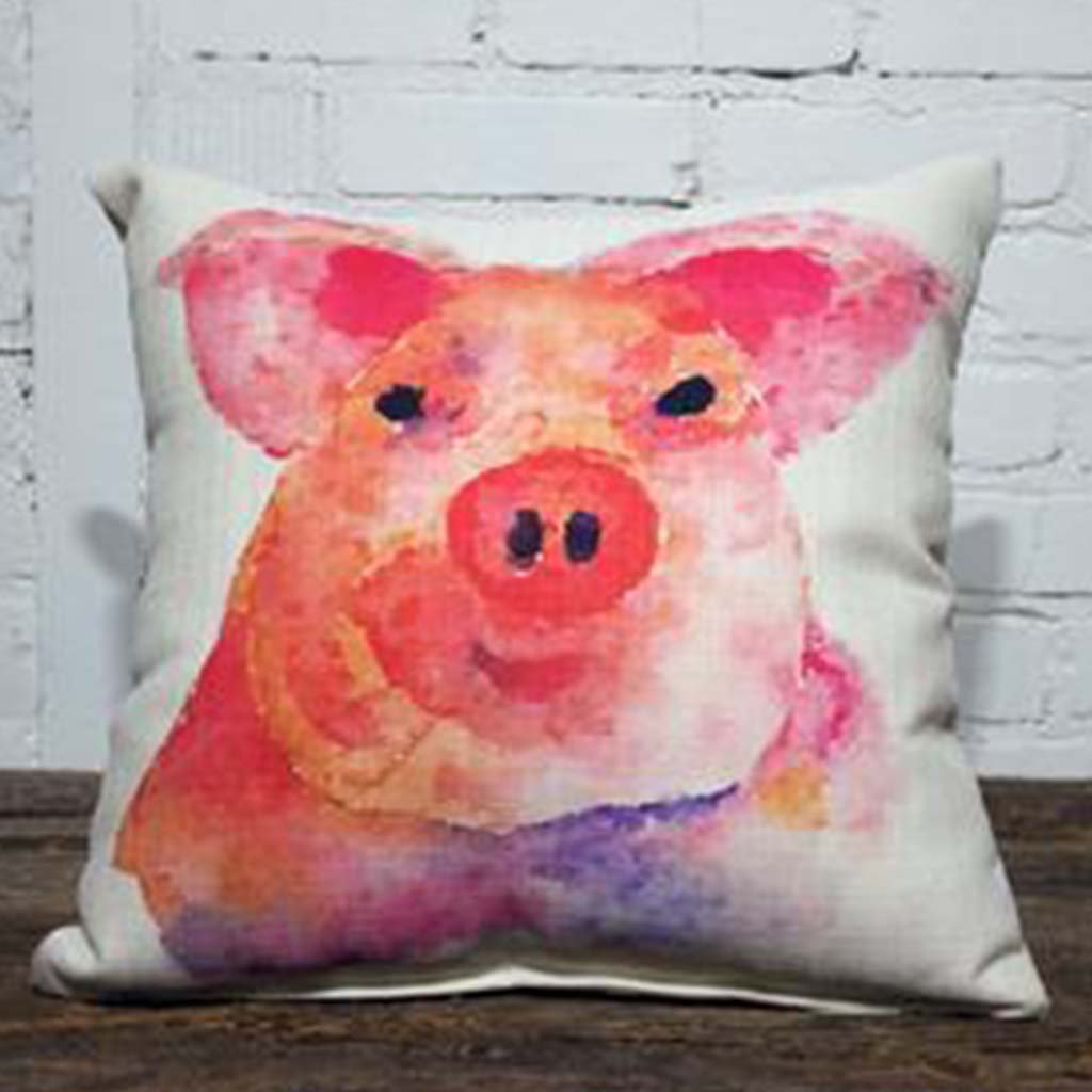 1024x1024 Watercolor Pig Square Pillow Ms Made Foods, Gifts And Home Decor