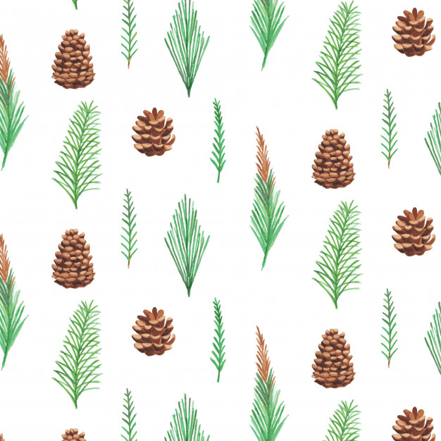 626x626 Pine Leaves Pattern Watercolor Vector Premium Download