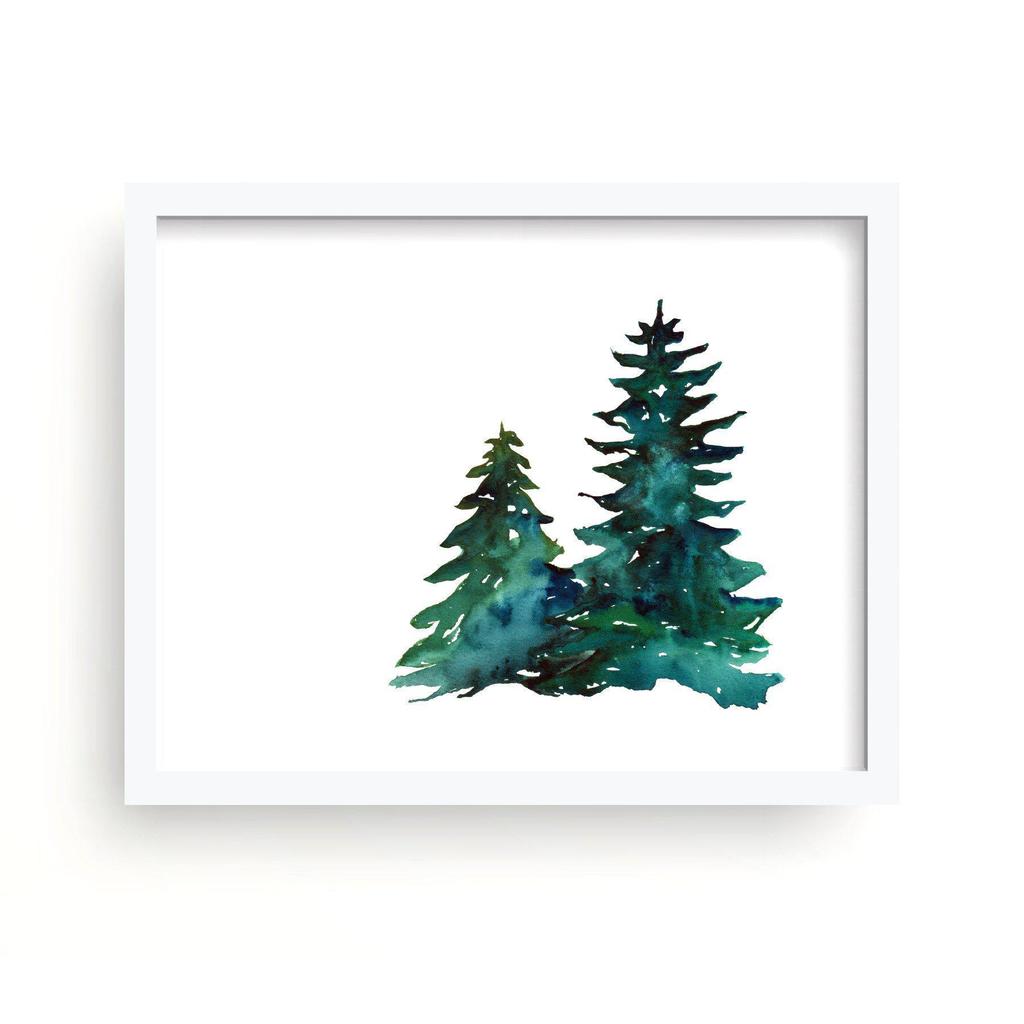 1024x1024 Two Pines Watercolor Print