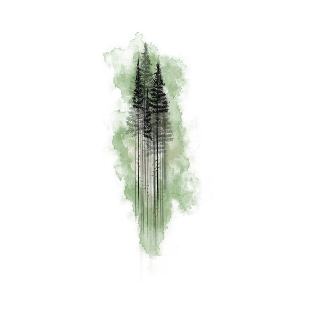 630x630 Watercolor Pine Tree Forest Green