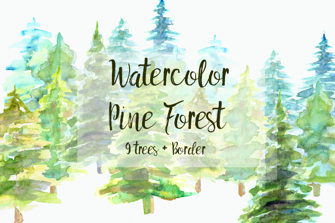 1158x772 Watercolor Pine Trees Clip Art