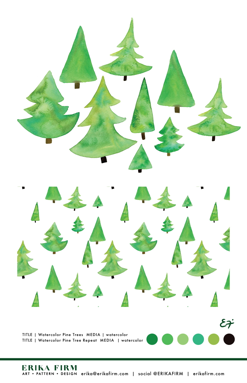 792x1224 Watercolor Pine Trees Erika Firm