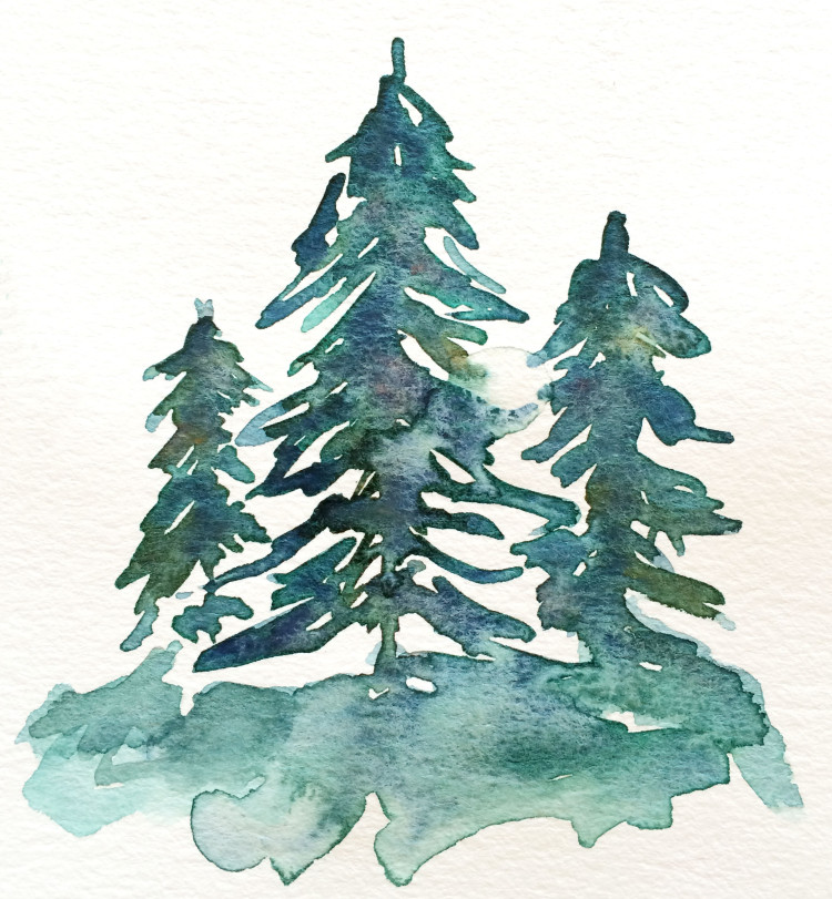 750x811 Watercolor Trees Part 4