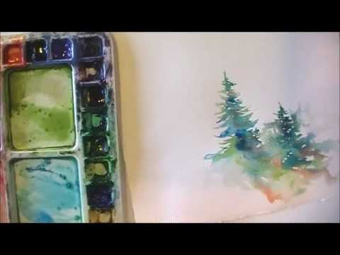 480x360 How To Paint Lively Pine Trees In Watercolor