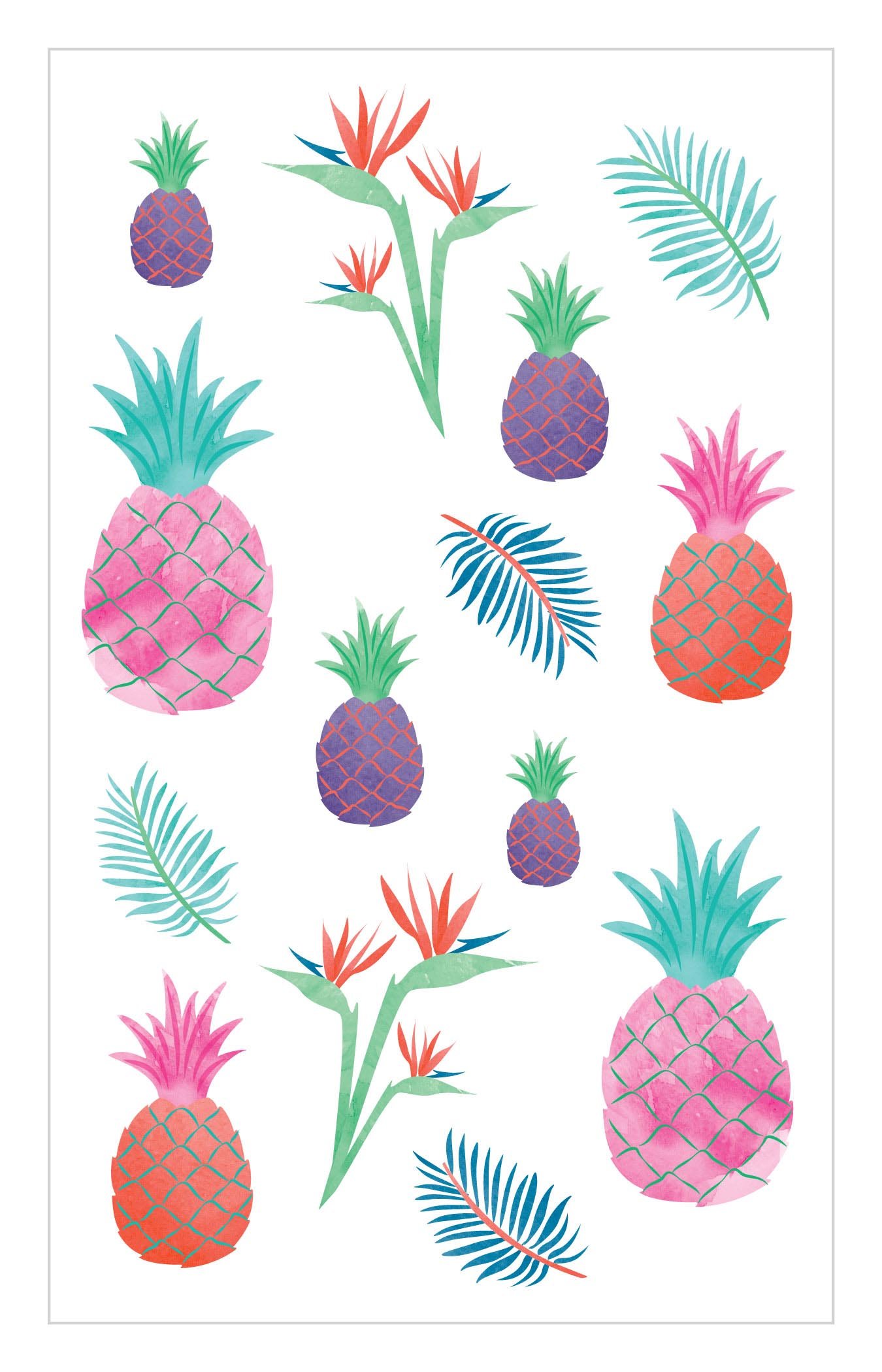 1350x2100 Watercolor Pineapples Stickers