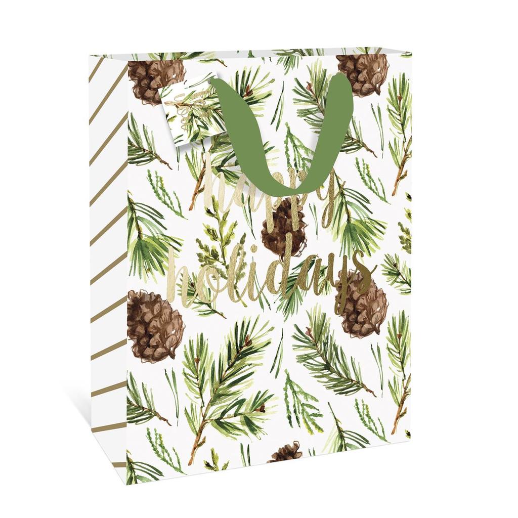 1024x1024 Watercolor Pinecones Large Gift Bag Paper Luxe