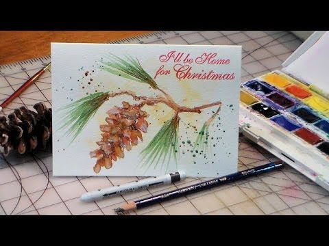 480x360 How To Paint Pinecone And Tassel Christmas Card
