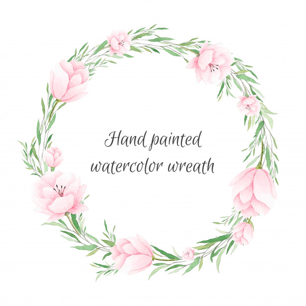 626x626 Tender Watercolor Wreath With Pastel Pink Flowers Vector Premium