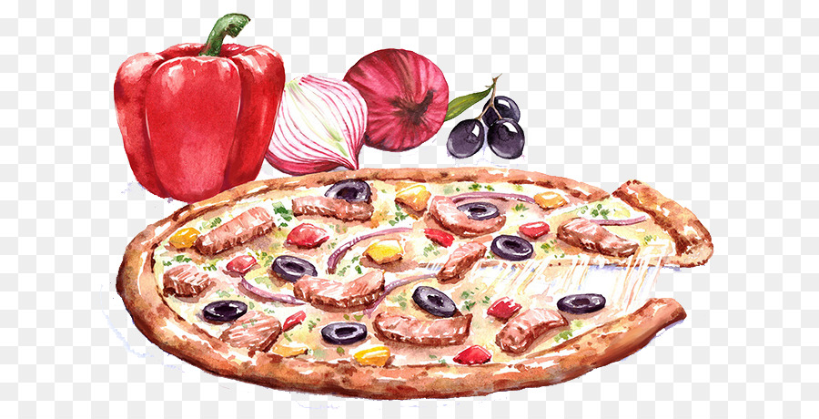 900x460 Pizza Italian Cuisine Drawing Watercolor Painting