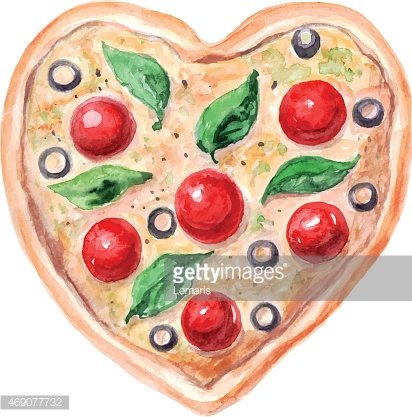 412x417 Vector Watercolor Pizza Premium Clipart