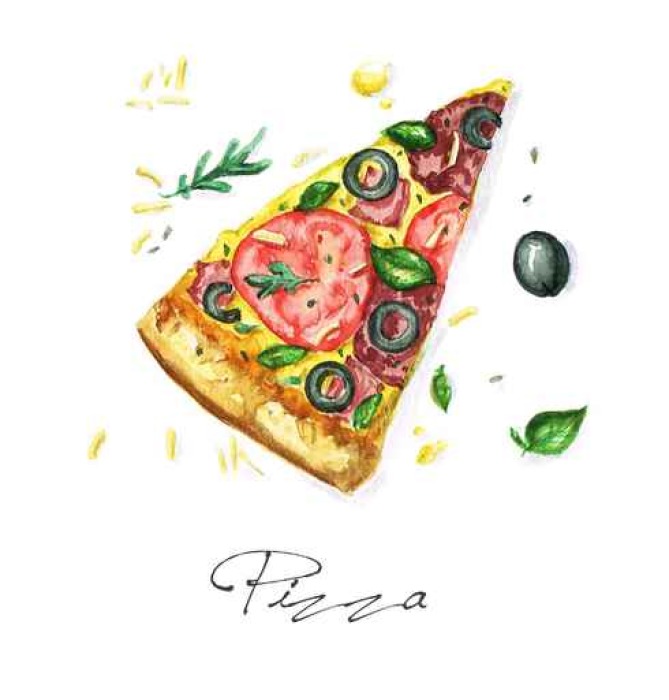 669x700 Watercolor Food Painting