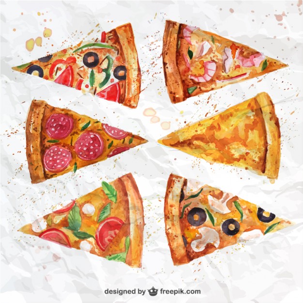 626x626 Watercolor Pizza Slices Vector Free Download