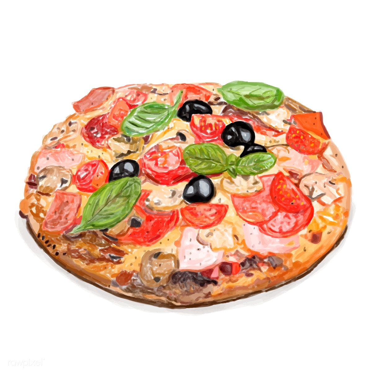 1200x1200 Hand Drawn Italian Pizza Watercolor Style Get This Free Vector