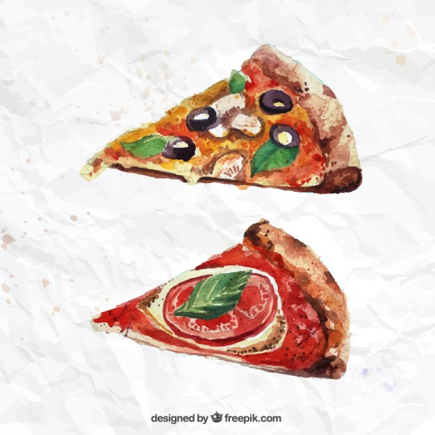626x626 Hand Painted Pizza Slices Vector Free Download