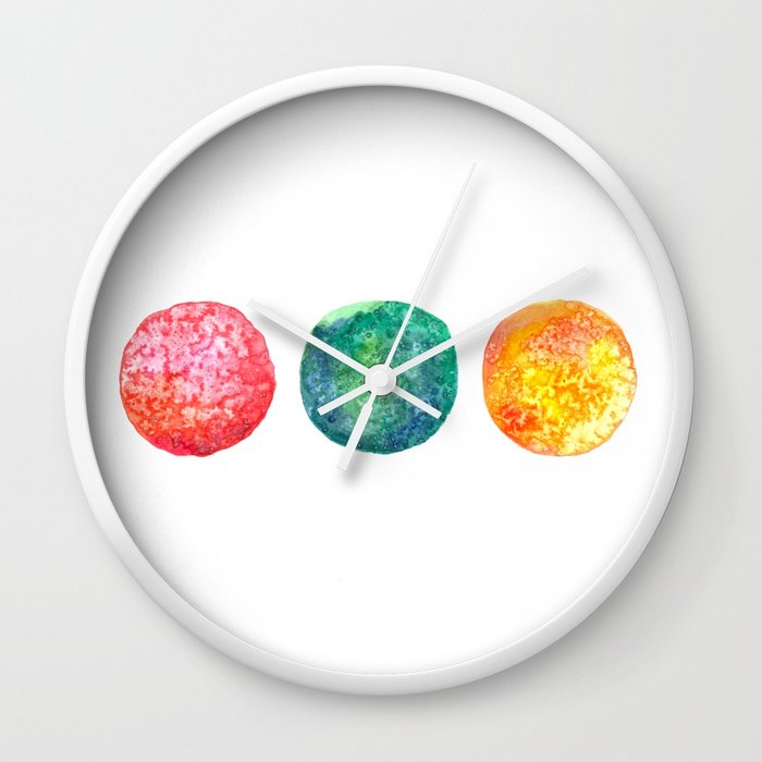 700x700 Watercolor Planets Wall Clock By Clarablum Society6