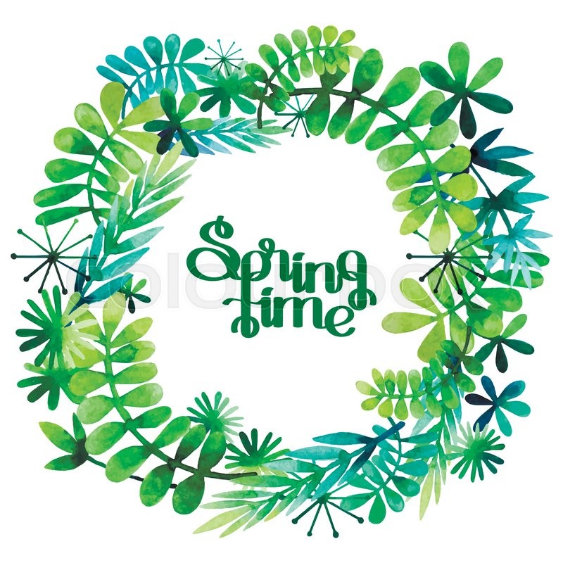 800x800 Spring Floral Wreath Isolated On White Background. Watercolor