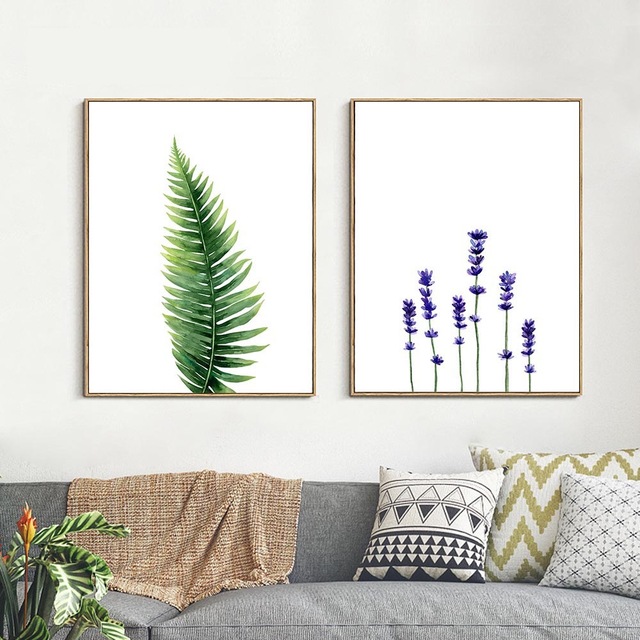 640x640 Watercolor Plants Leaves Flower Poster Wall Art Canvas Prints